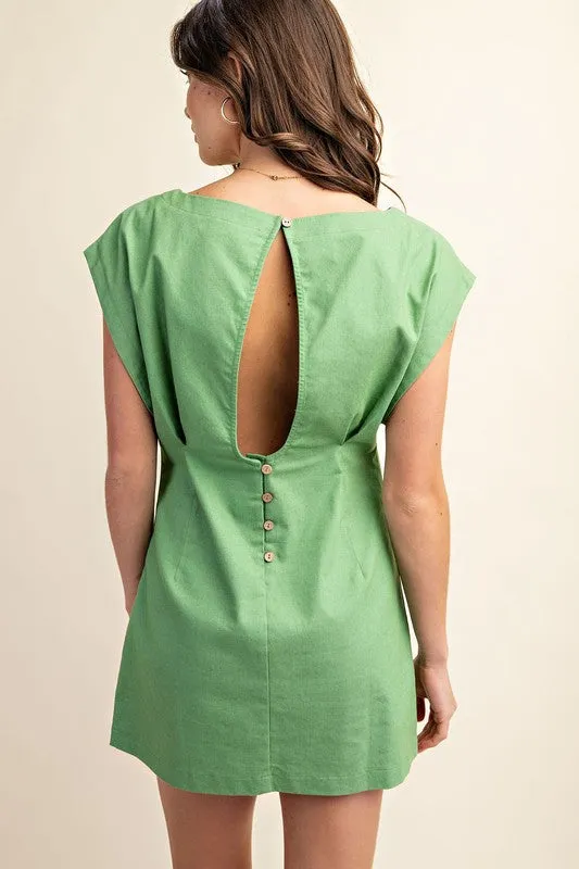 Apple Green Open Back Mini Dress