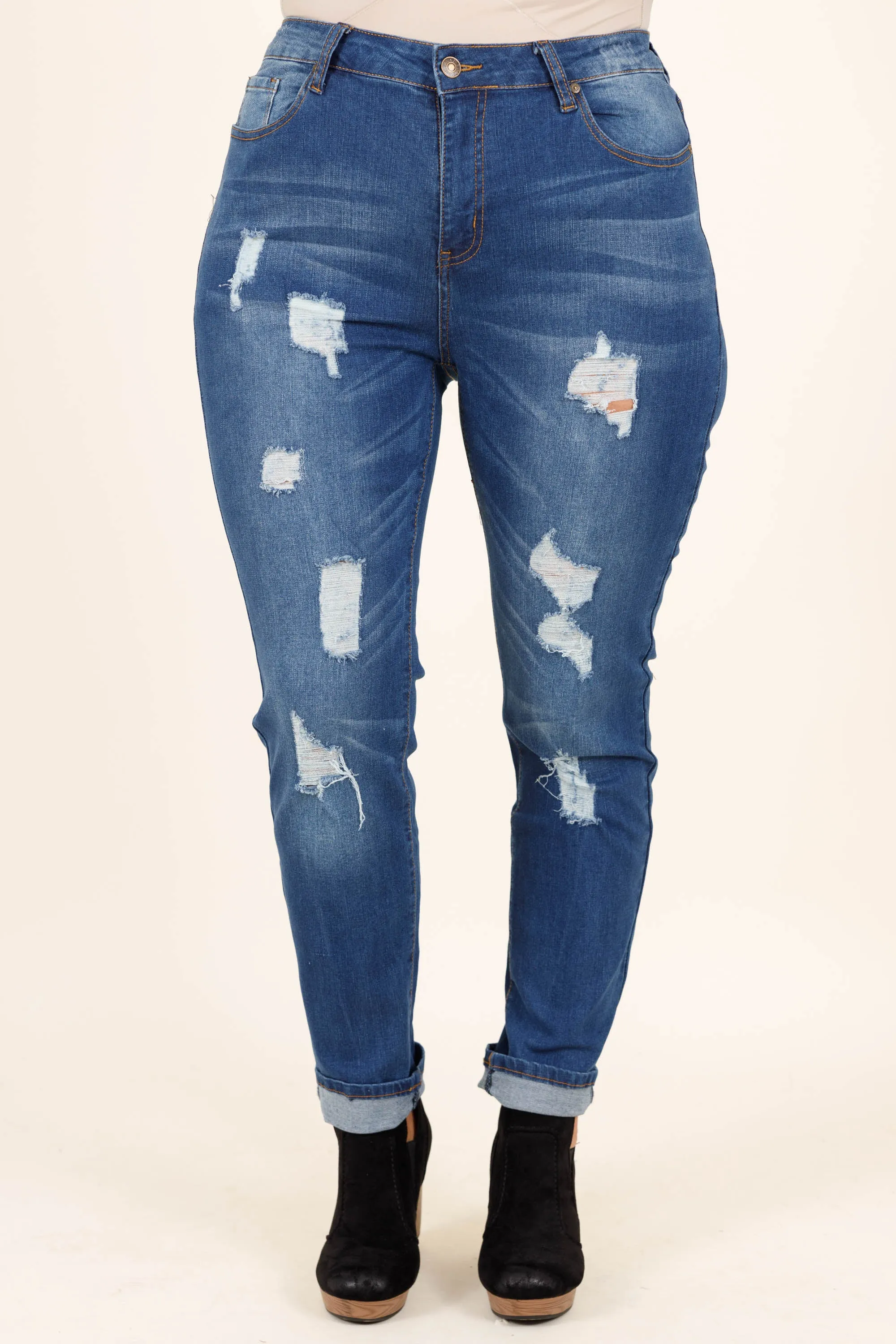 Arriving In Style Boyfriend Jeans, Medium Wash