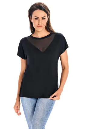 Bamboo Elegance Women's Blouse with Mesh Accents