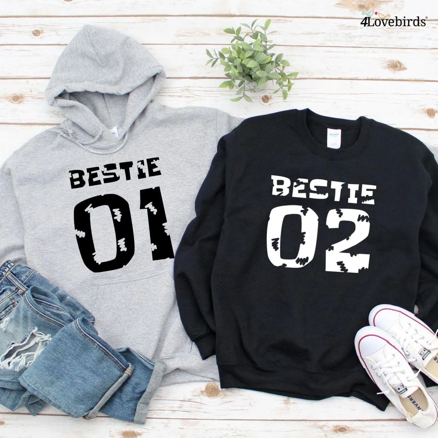 Bestie 01 & 02 Matching Outfits - Comfy BFF Sets - Perfect Best Friend Gifts