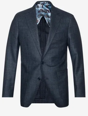 Blue Subtle Check Sports Jacket Navy