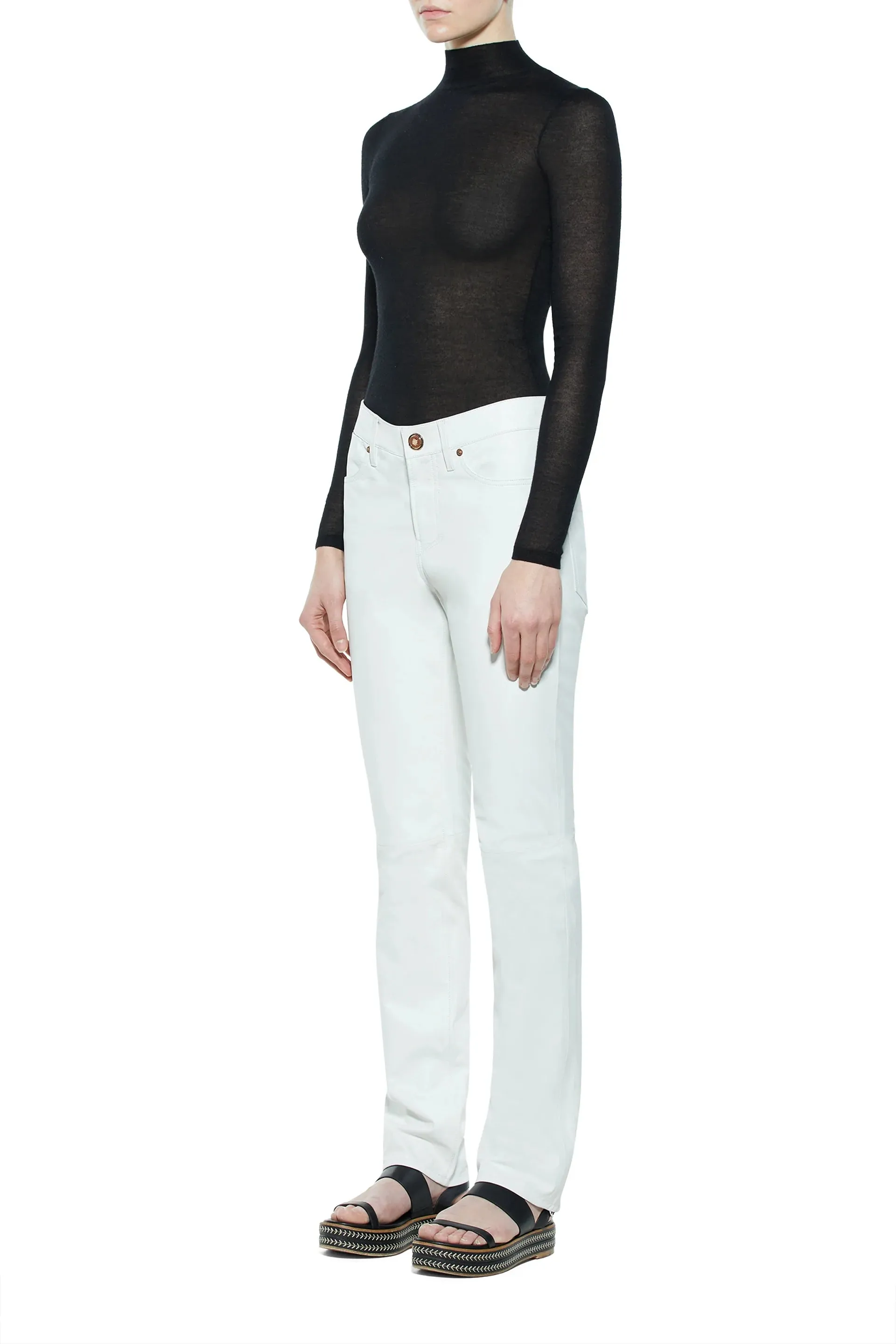 Charles Pant in White Nappa Leather