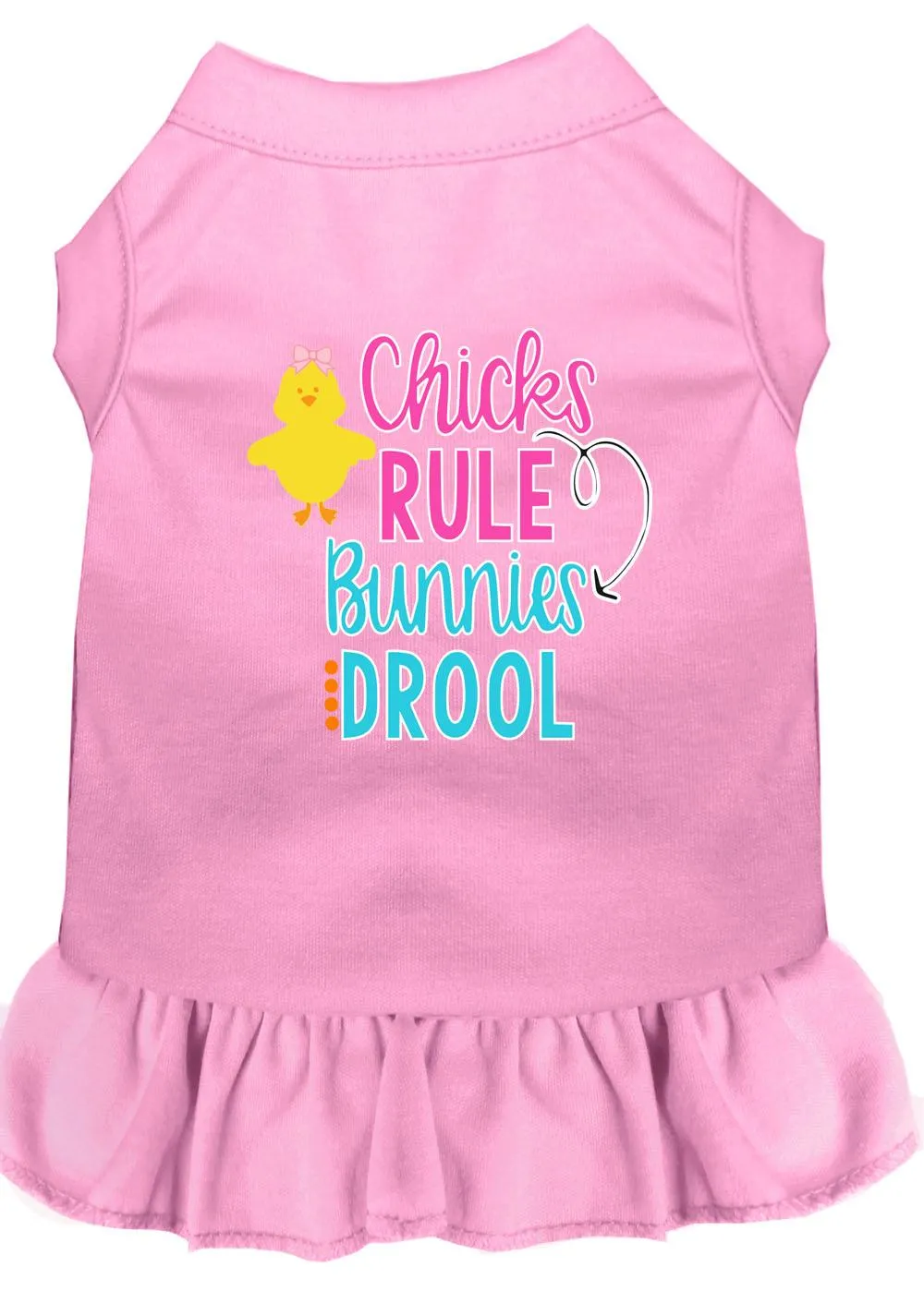 Chicks Rule Screen Print Dog Dress Light Pink Sm (10)