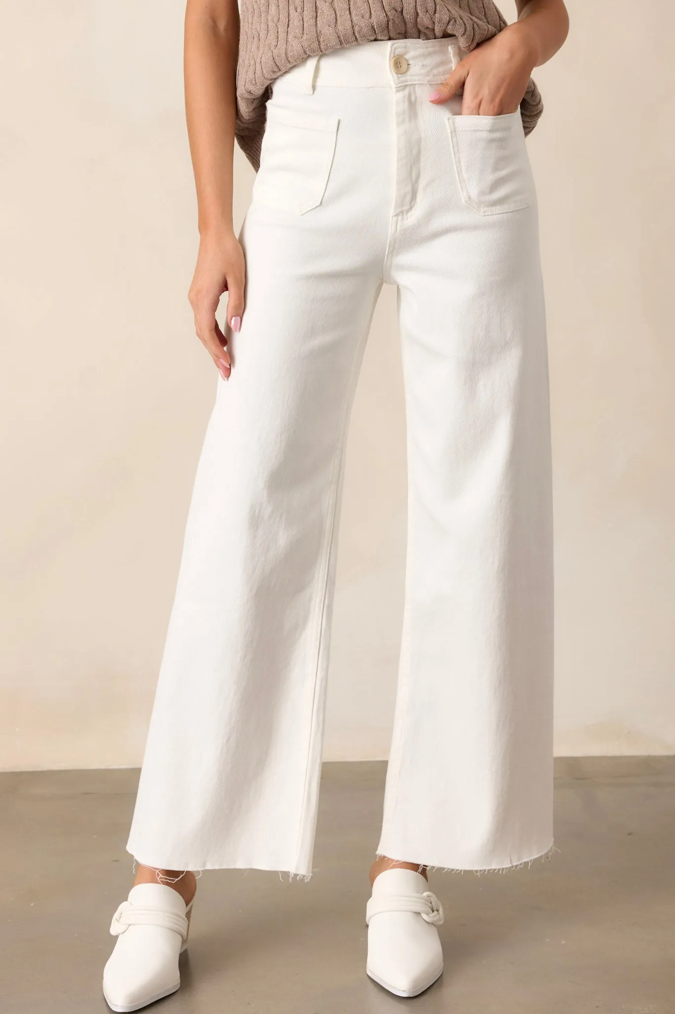 Classic Charm Ivory Wide Leg Jeans