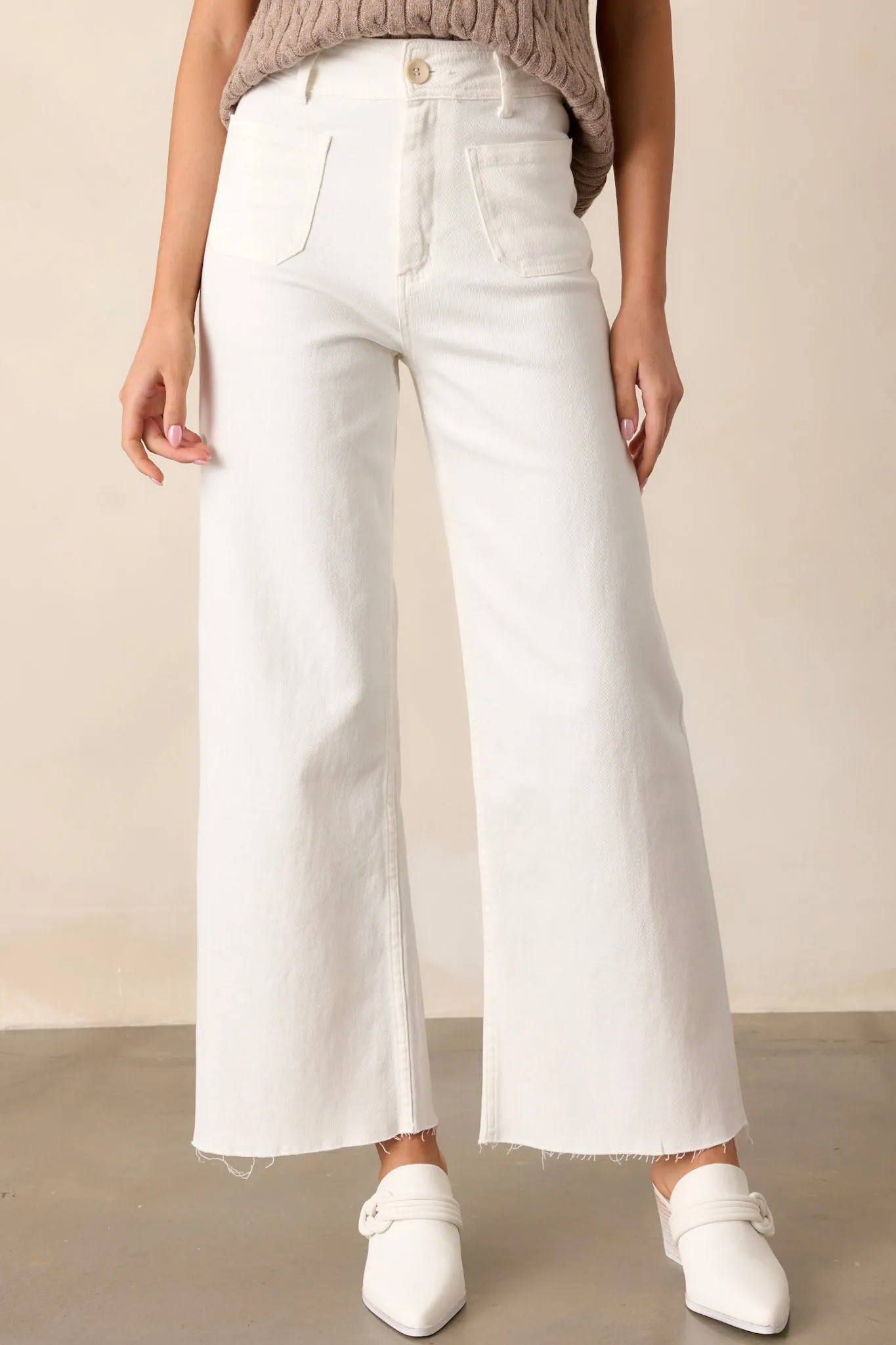 Classic Charm Ivory Wide Leg Jeans