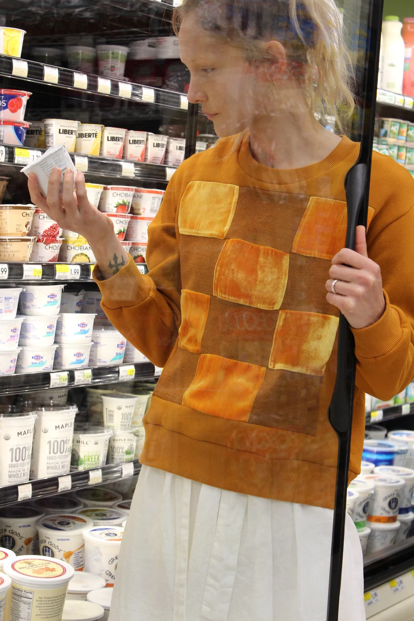 Correll Correll Checkered Velvet Sweatshirt Turmeric