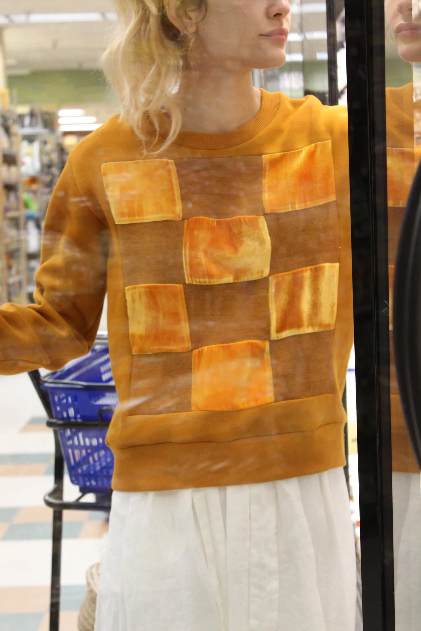 Correll Correll Checkered Velvet Sweatshirt Turmeric