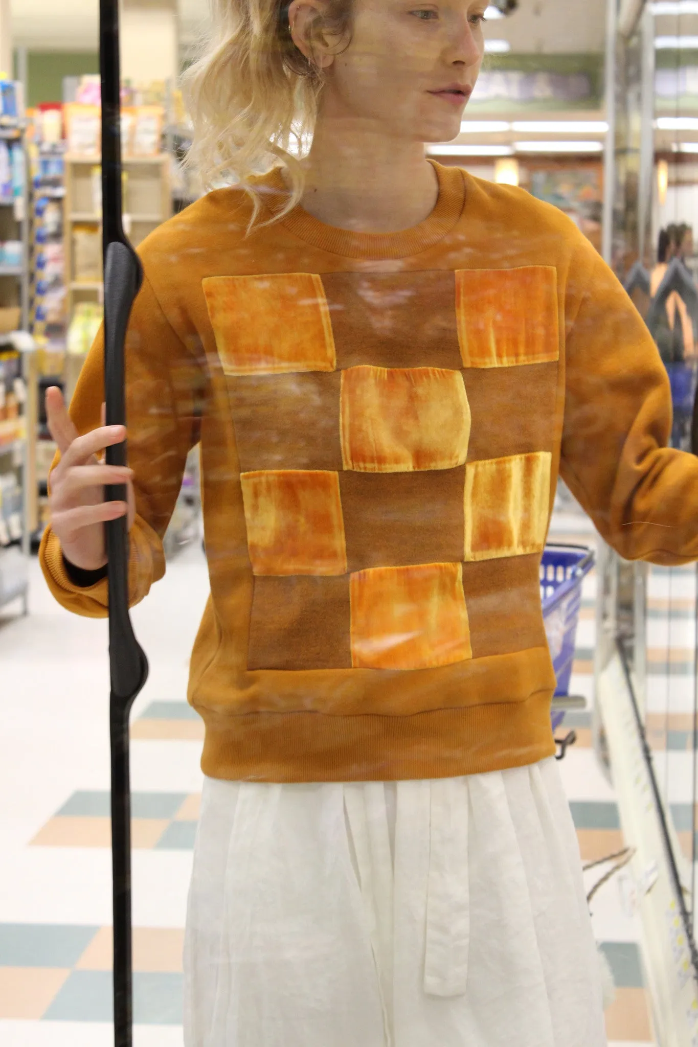 Correll Correll Checkered Velvet Sweatshirt Turmeric