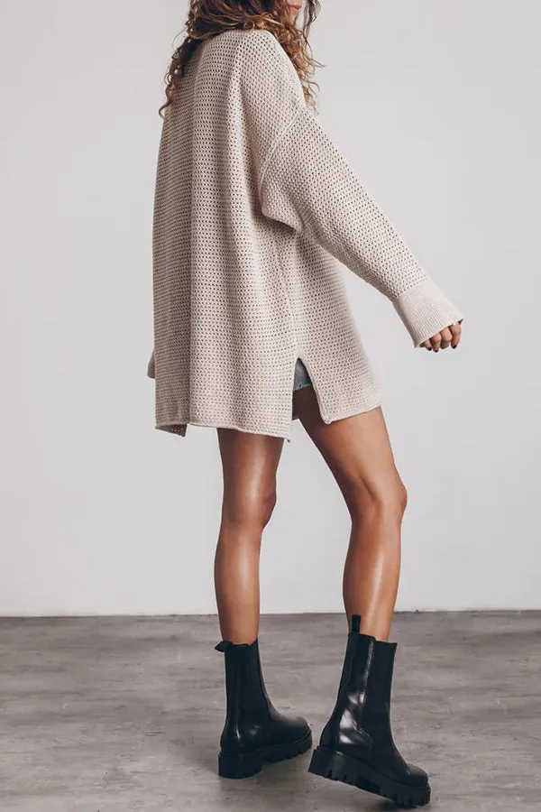 Cup of Cozy Knit Oversized Slit Side Sweater