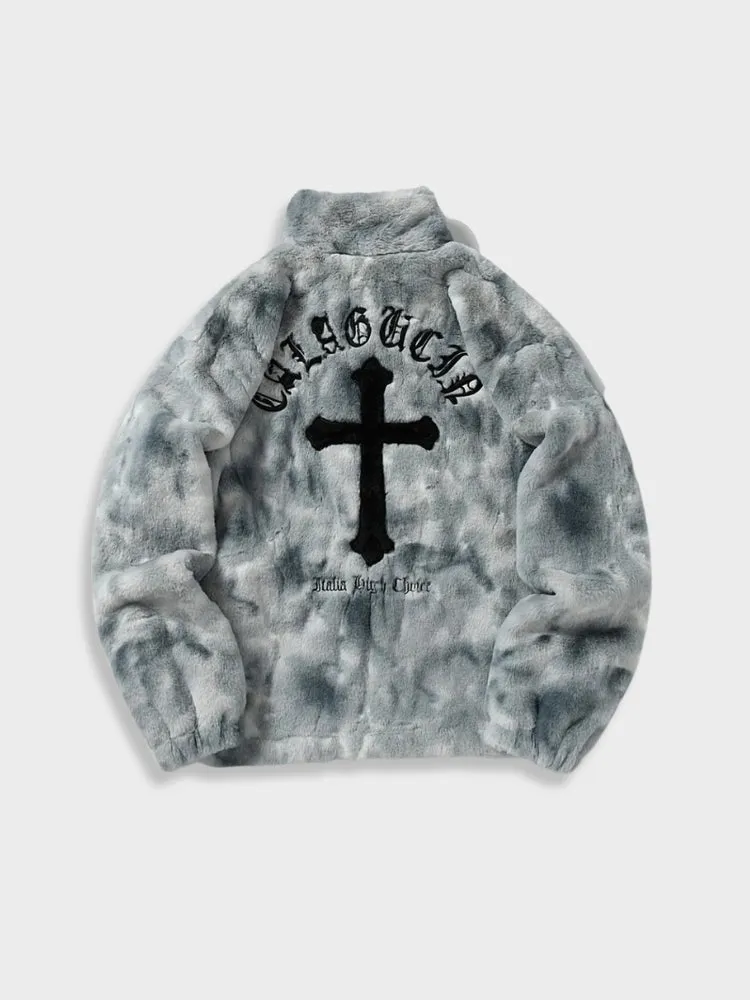 Decarba Vintage Warm Cross Fleece Jacket