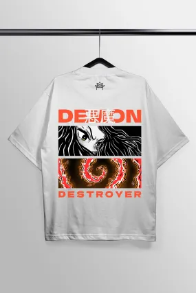 Demon Destroyer White Oversized Tee