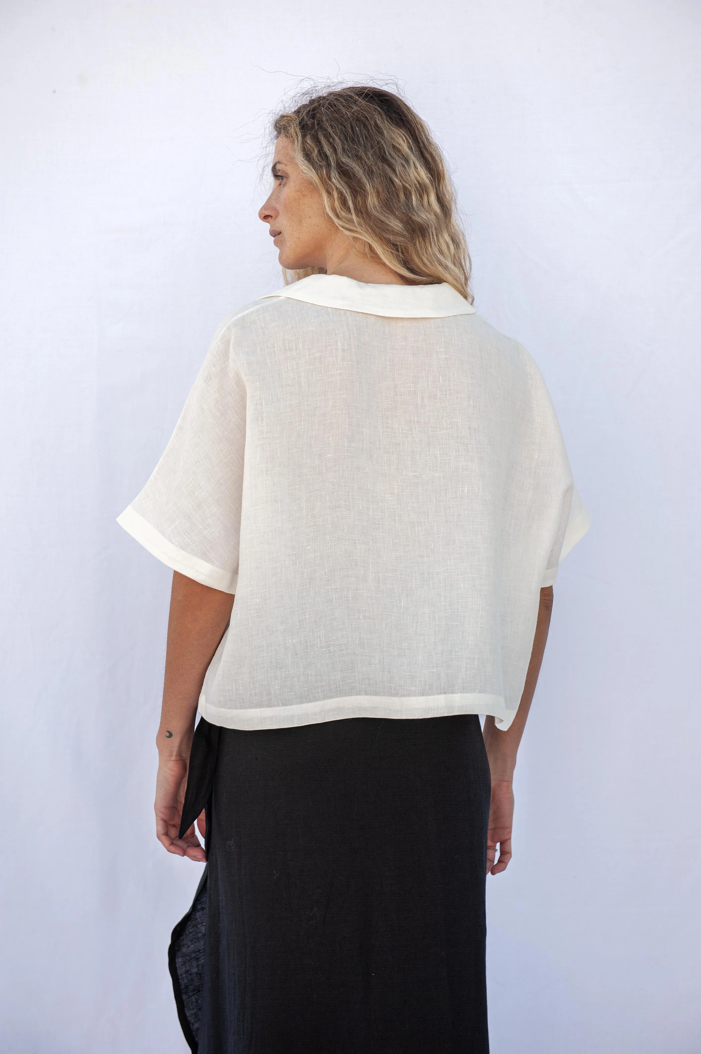 Elise Linen Blouse Ecru