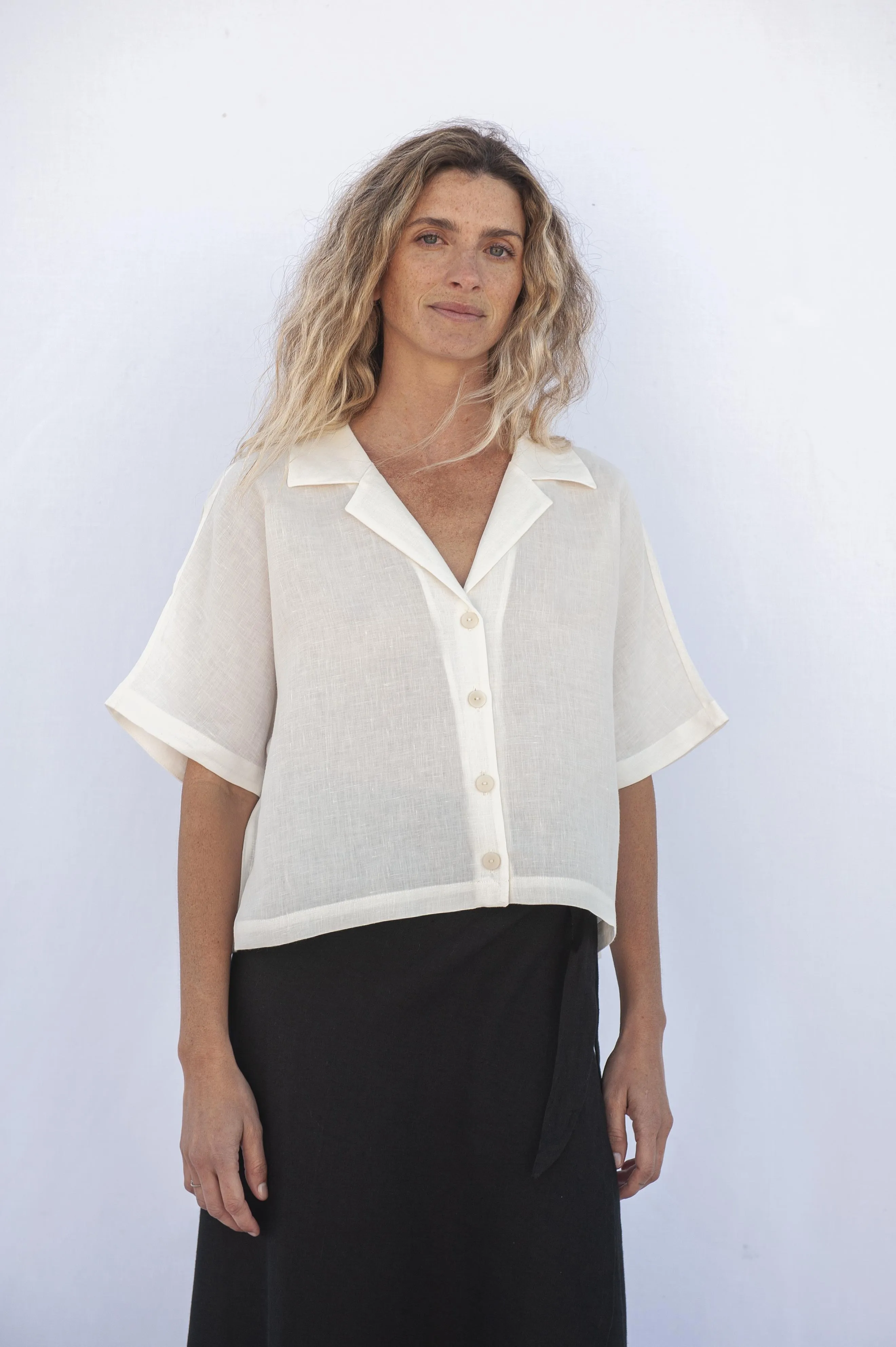 Elise Linen Blouse Ecru