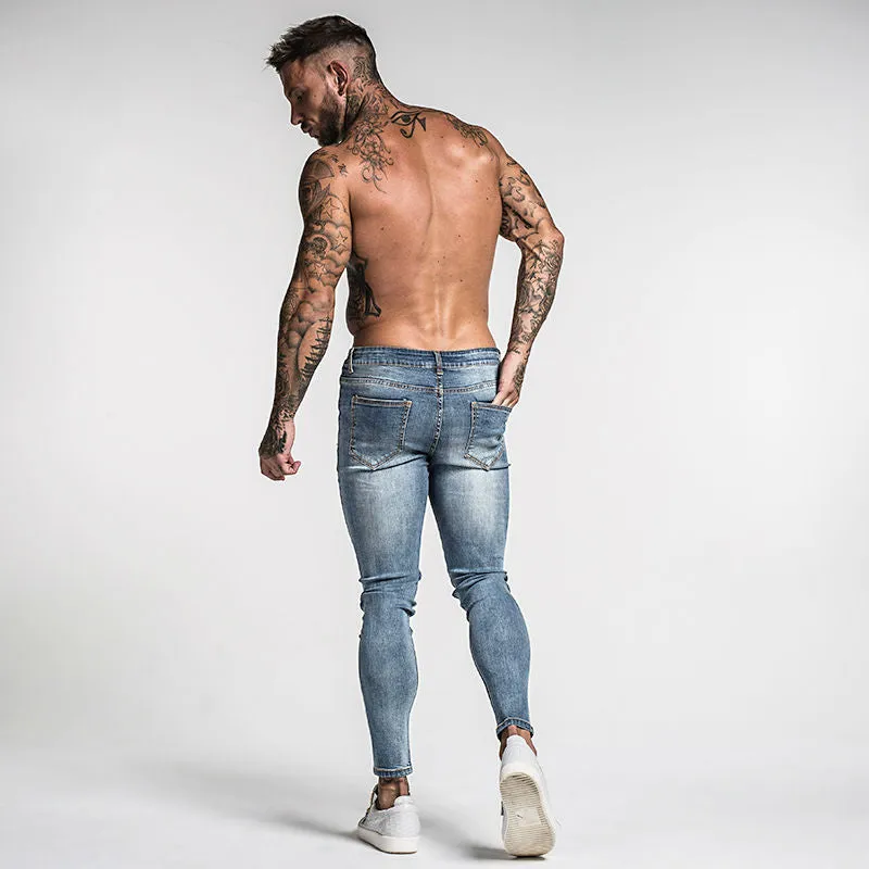 Faded Blue Classic Men Pencil Jeans