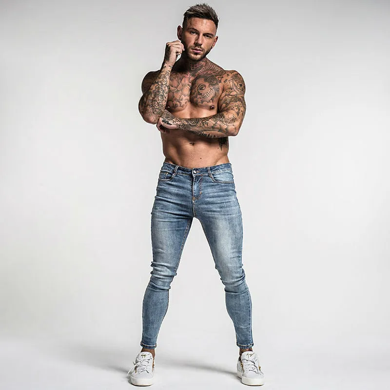 Faded Blue Classic Men Pencil Jeans