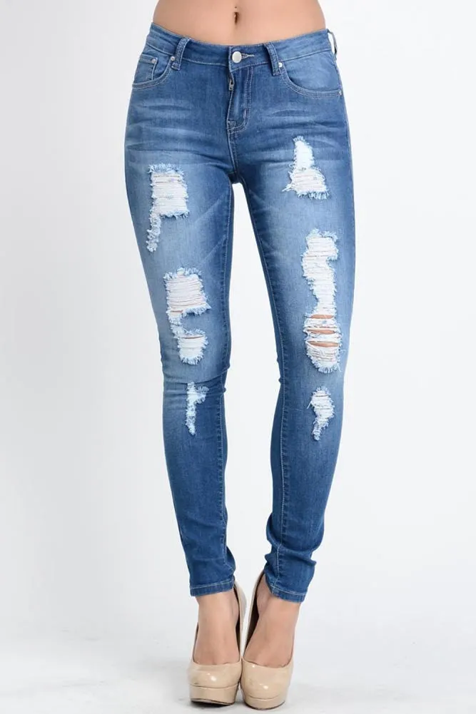 Faded Destroyed Skinny Fit Jeans