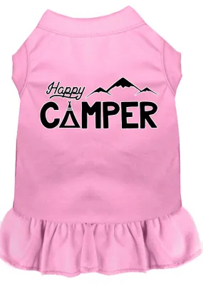 Happy Camper Screen Print Dog Dress Light Pink Lg (14)