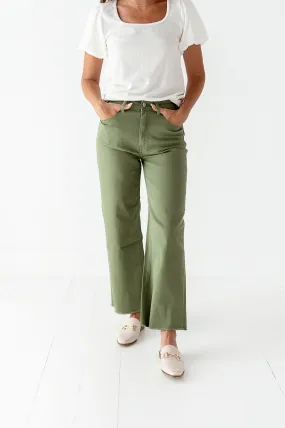 Kai High Rise Jeans in Olive - Size 24 Left