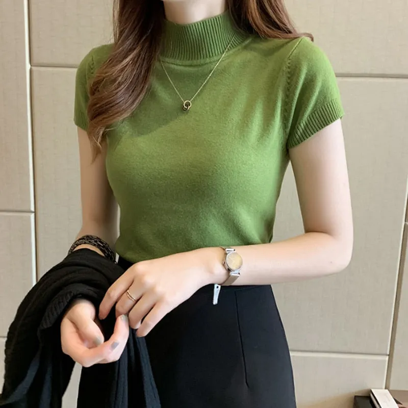 Knitted Turtleneck Casual Tees