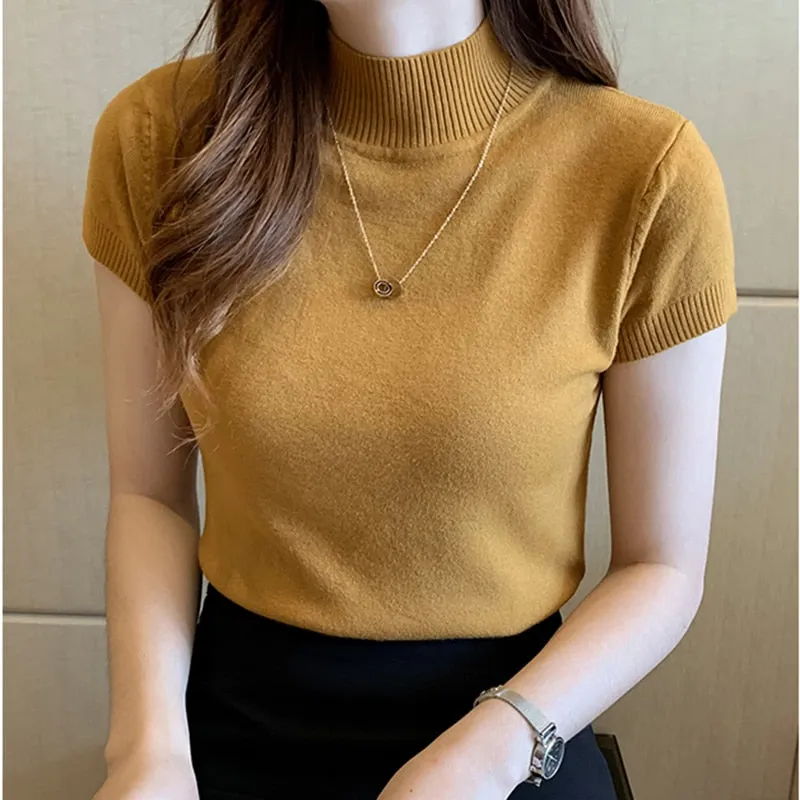 Knitted Turtleneck Casual Tees