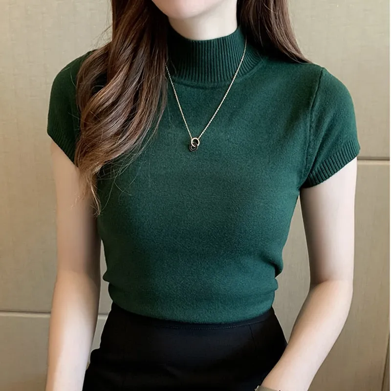 Knitted Turtleneck Casual Tees