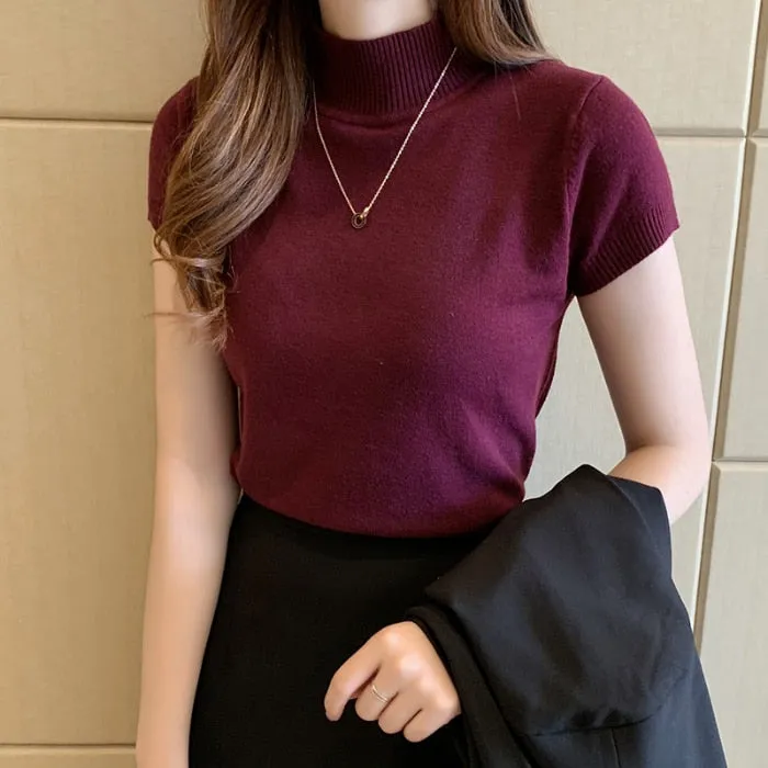 Knitted Turtleneck Casual Tees