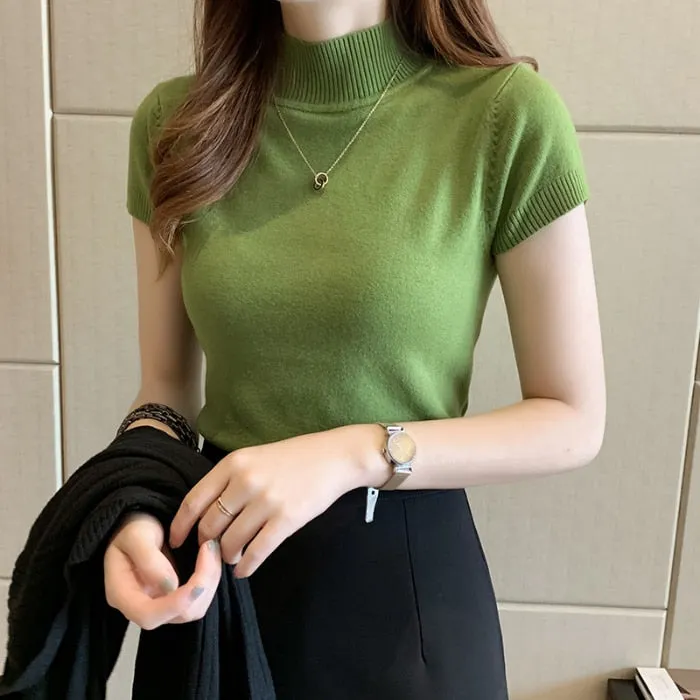 Knitted Turtleneck Casual Tees