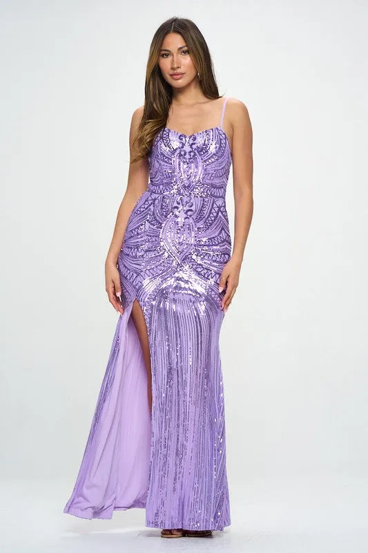 Lavender Sleeveless Maxi Dress Featuring Right Leg Slit