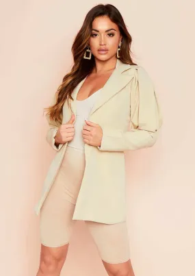 Leena Beige Extreme Puff Sleeve Blazer