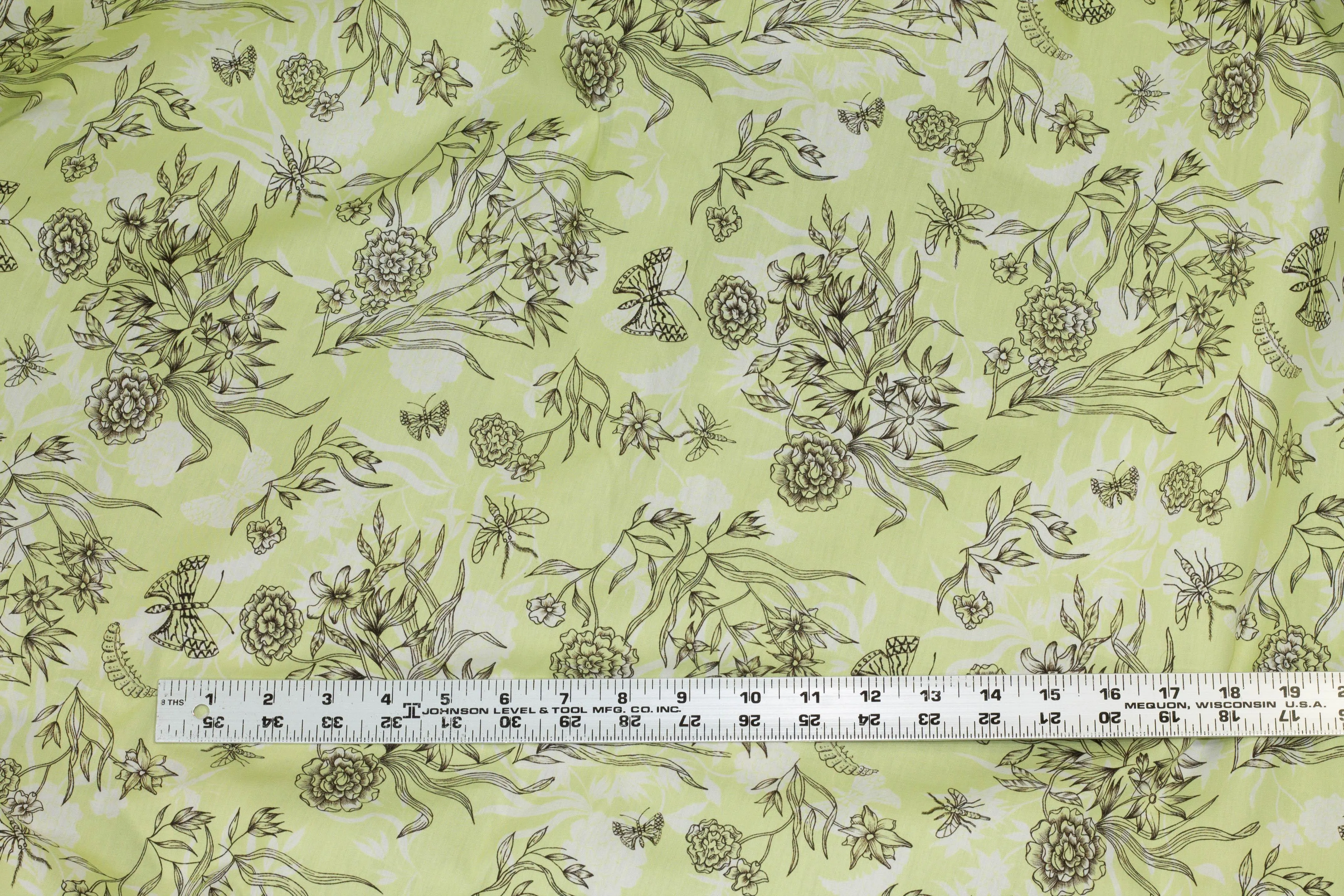 Light Green Floral French Cotton