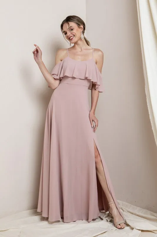 Light Pink Blouson-style Class Bridesmaid Dress