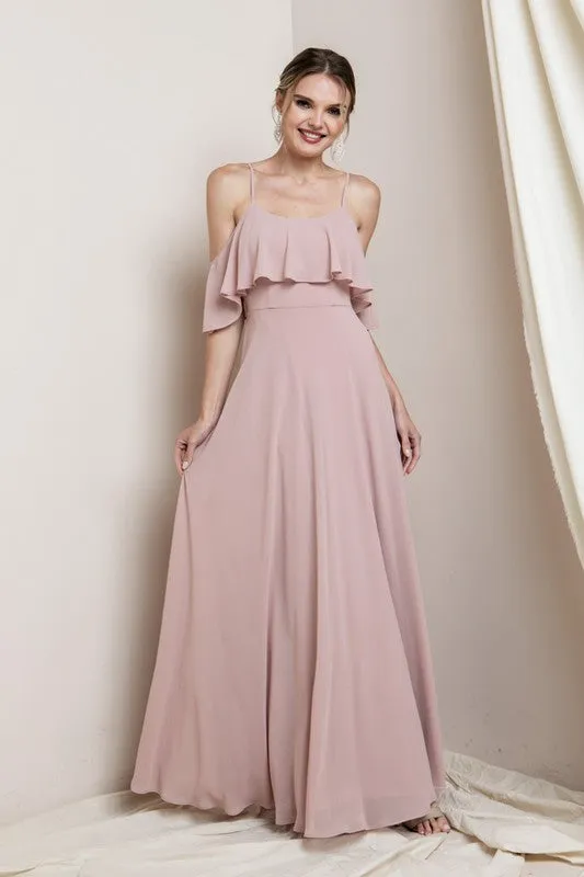 Light Pink Blouson-style Class Bridesmaid Dress