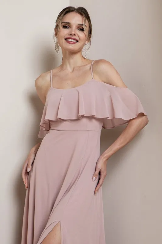 Light Pink Blouson-style Class Bridesmaid Dress