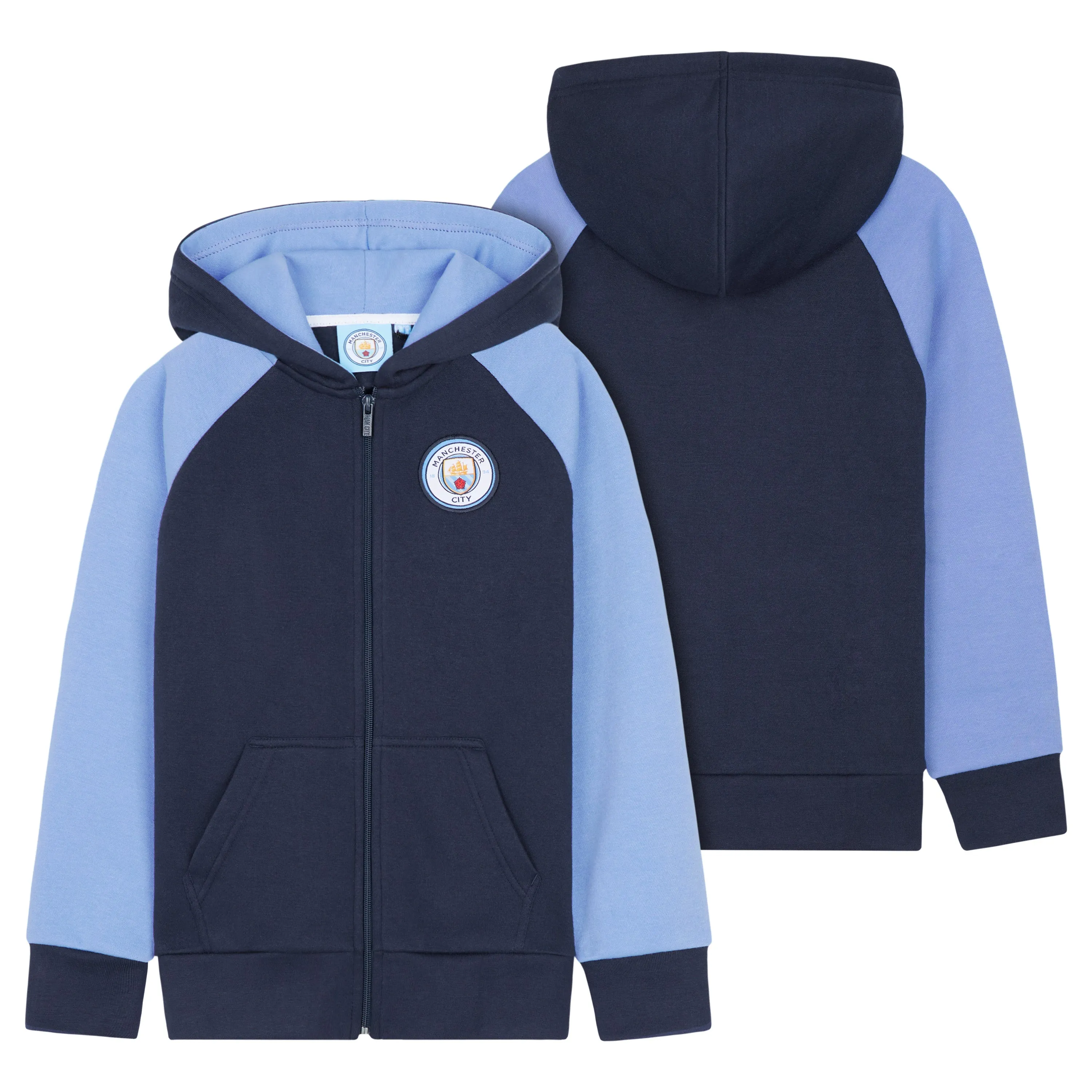 Manchester City F.C. Boys Zip Up Hoodie with Pockets