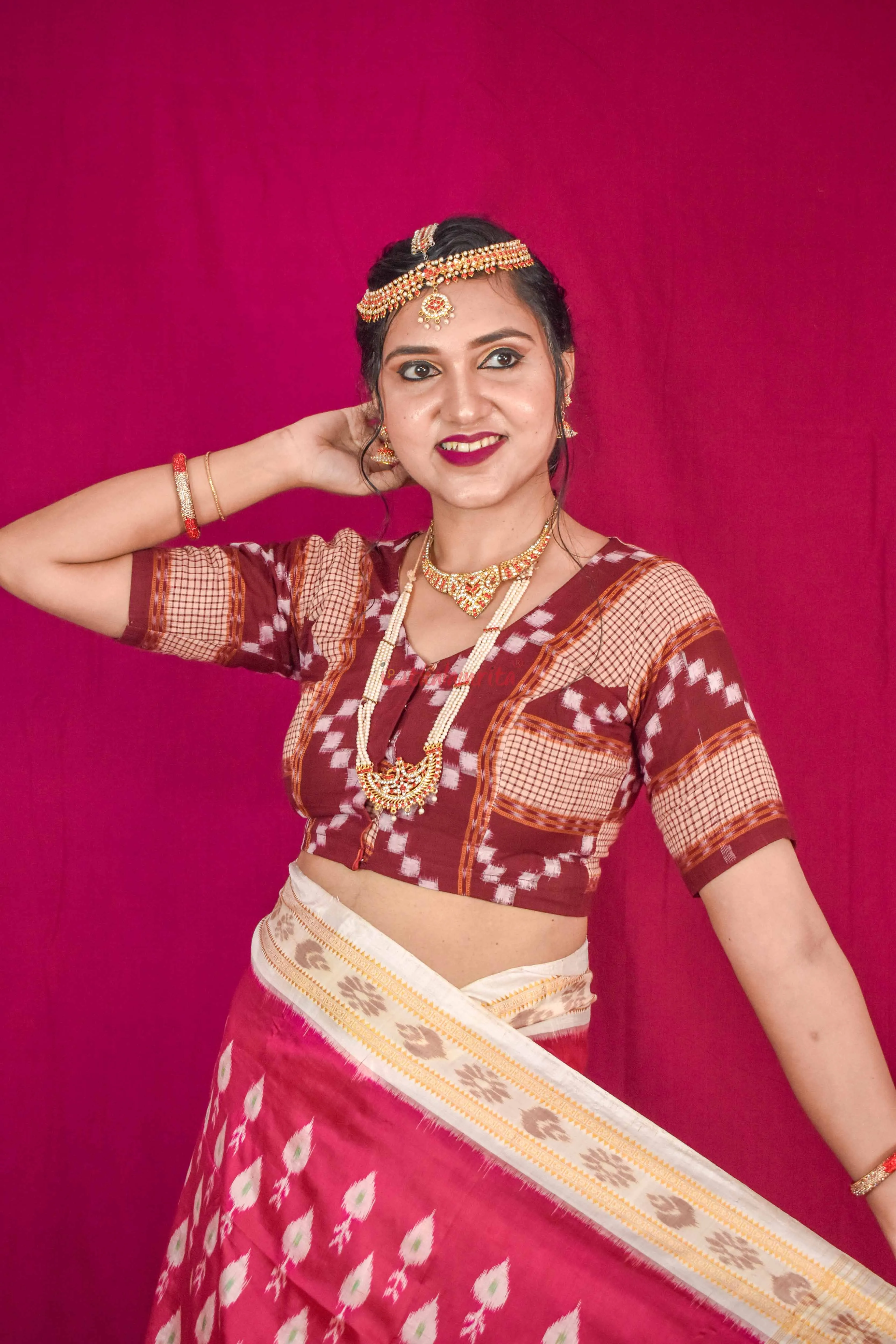 Maroon Sachipar Pasapali (Blouse)