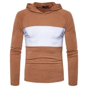 Mens Patchwork Hit Color Pullover Casual Hoodies