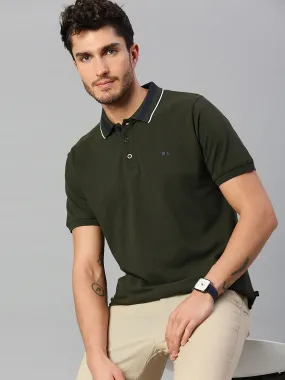 Men's Pure Cotton Solid Half Sleeves Polo T-Shirt (Green)