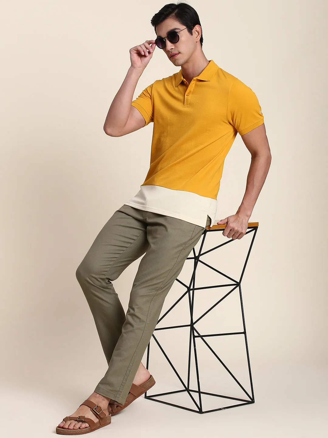 Men's Soft And Stretchy Fabric Mustard Casual Polo Tshirt