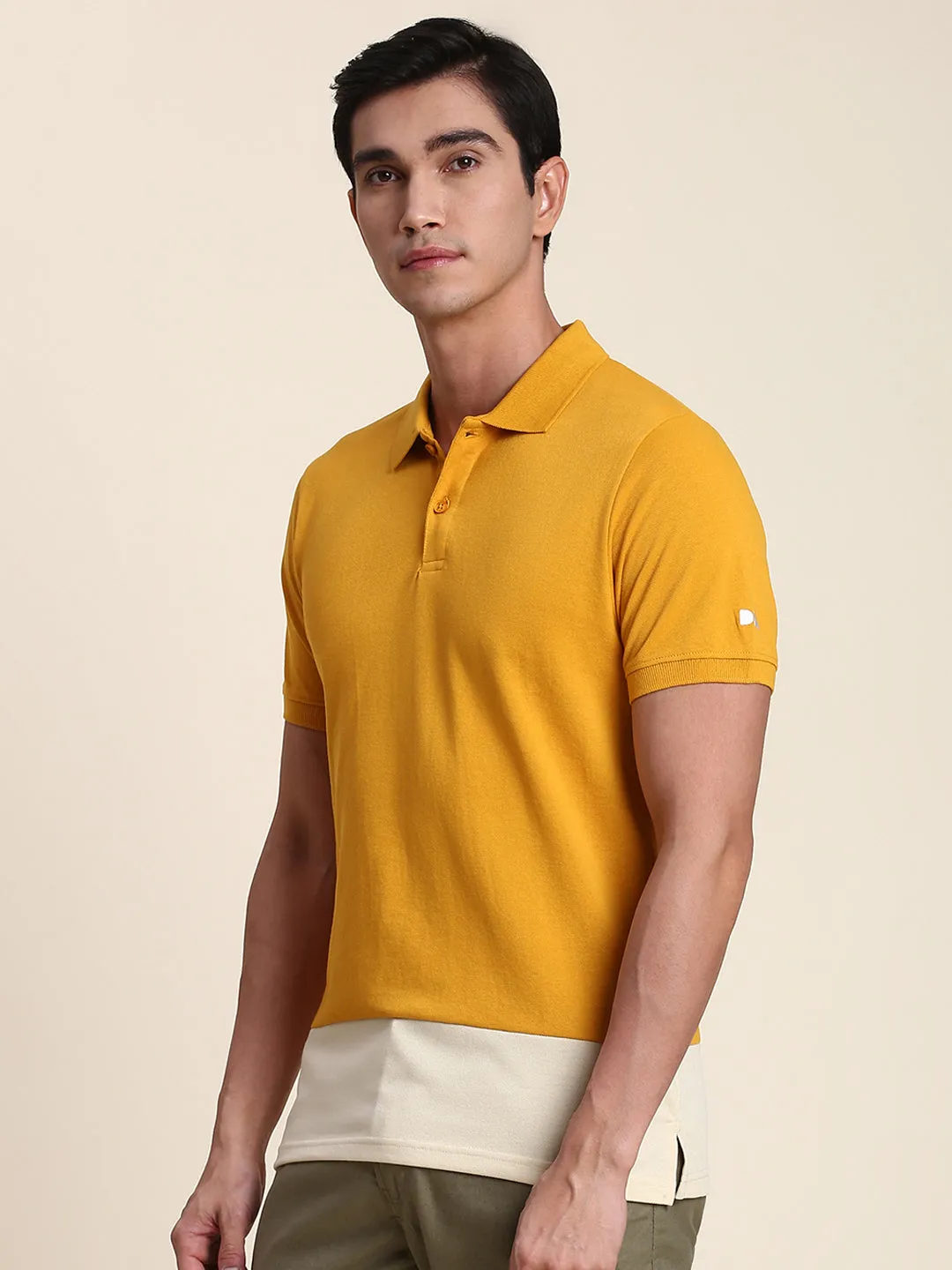 Men's Soft And Stretchy Fabric Mustard Casual Polo Tshirt