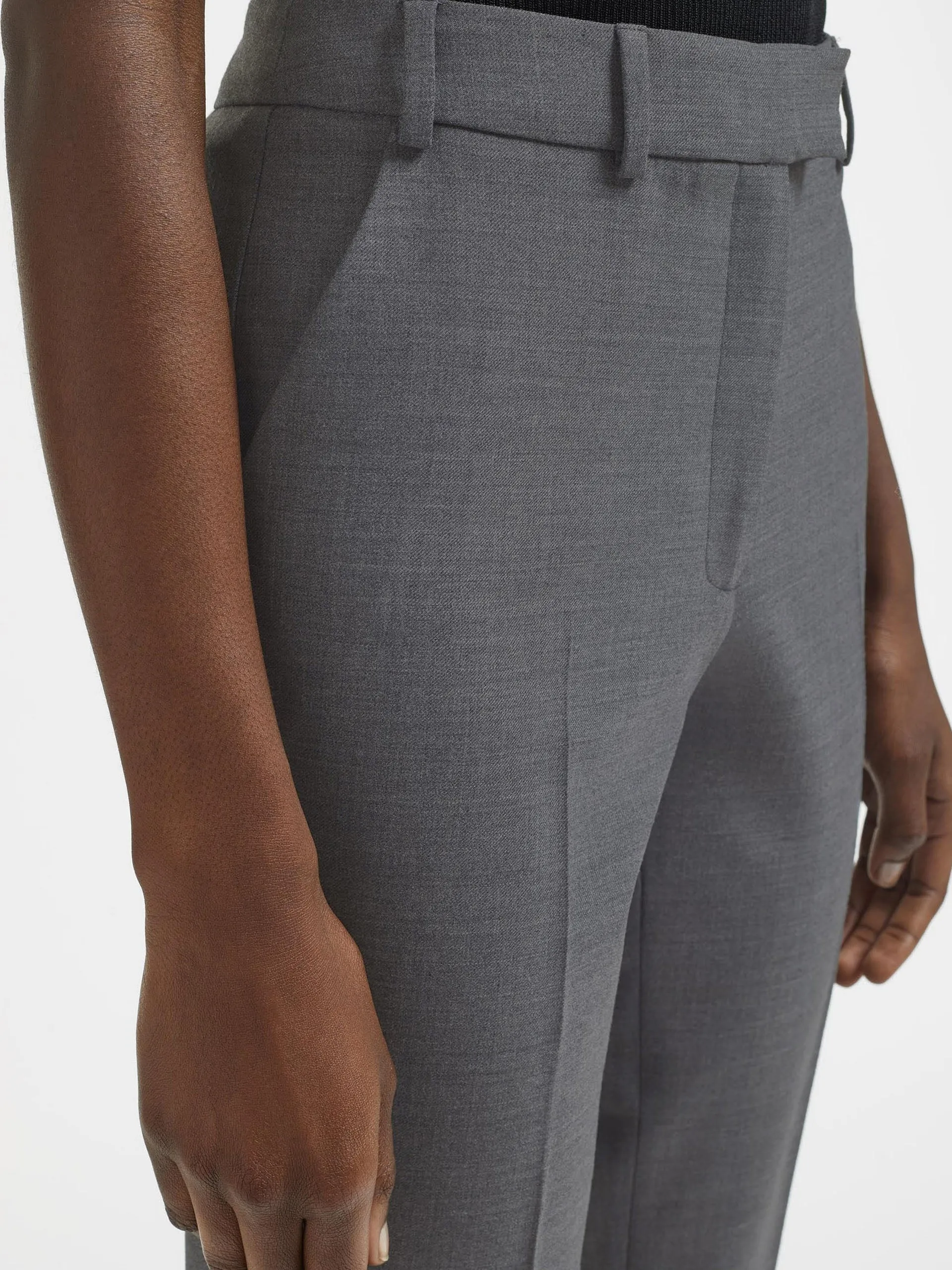 Mid Grey Clement new wool easy waist turn up trousers