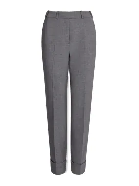 Mid Grey Clement new wool easy waist turn up trousers