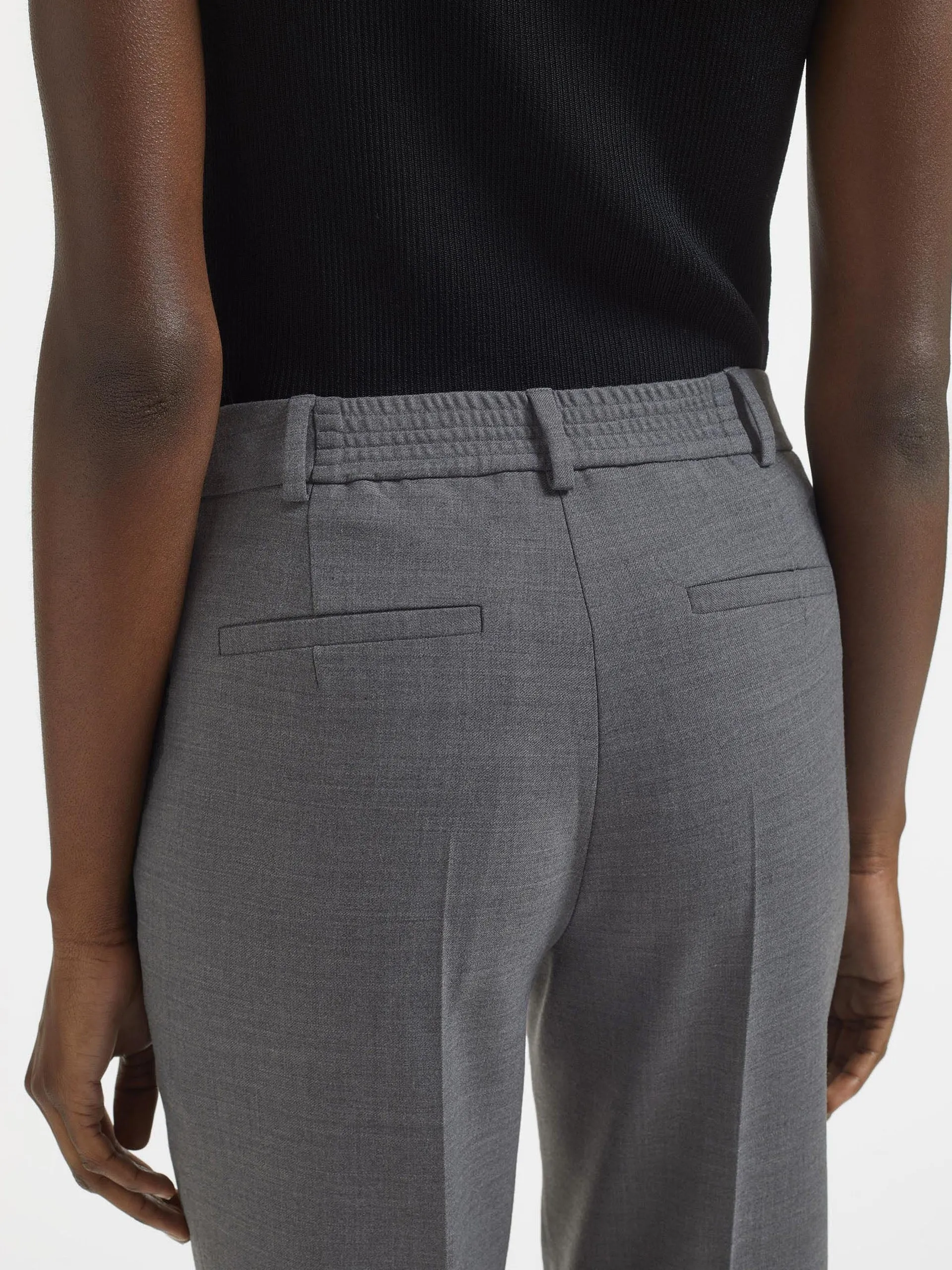 Mid Grey Clement new wool easy waist turn up trousers