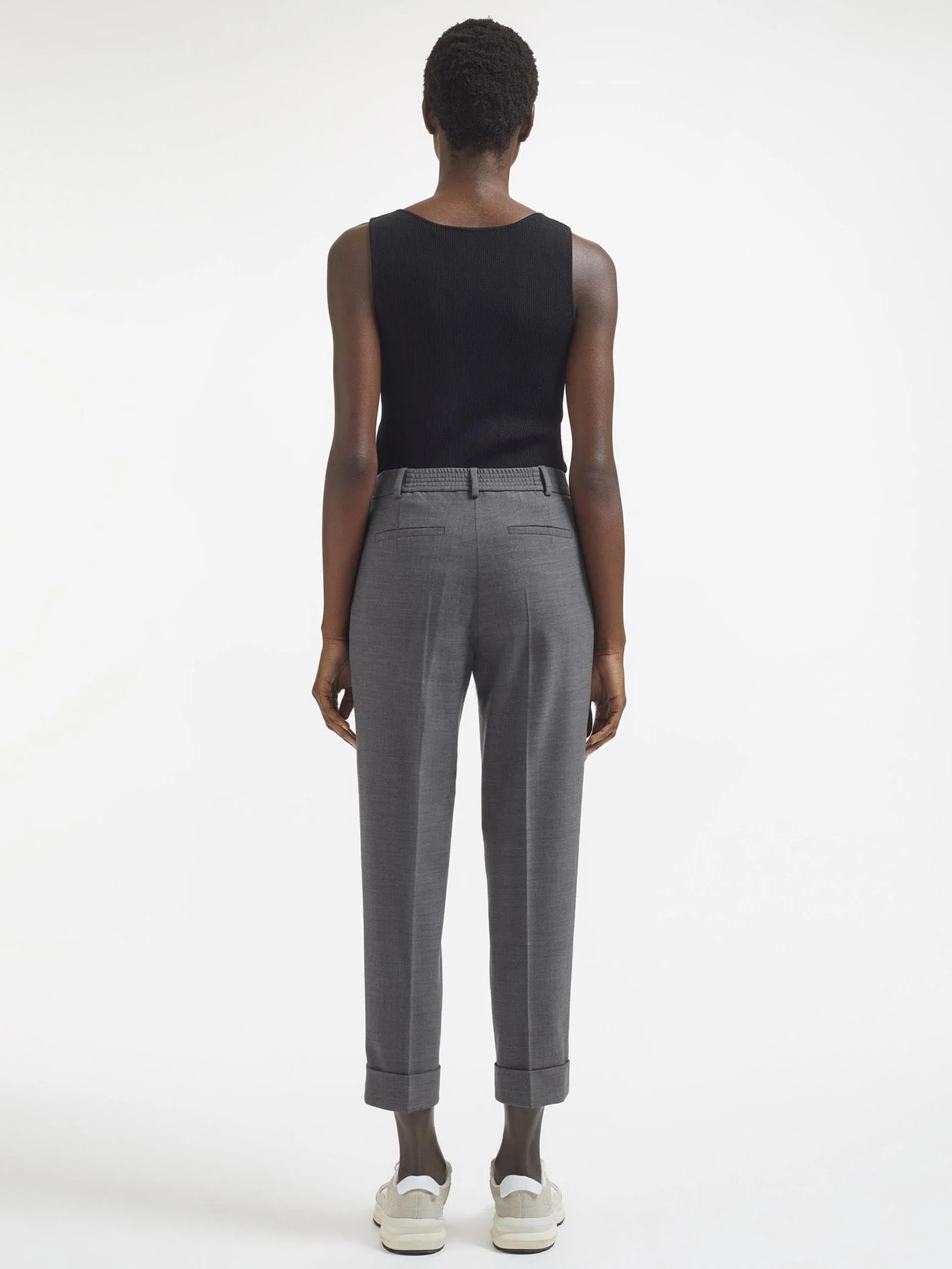 Mid Grey Clement new wool easy waist turn up trousers