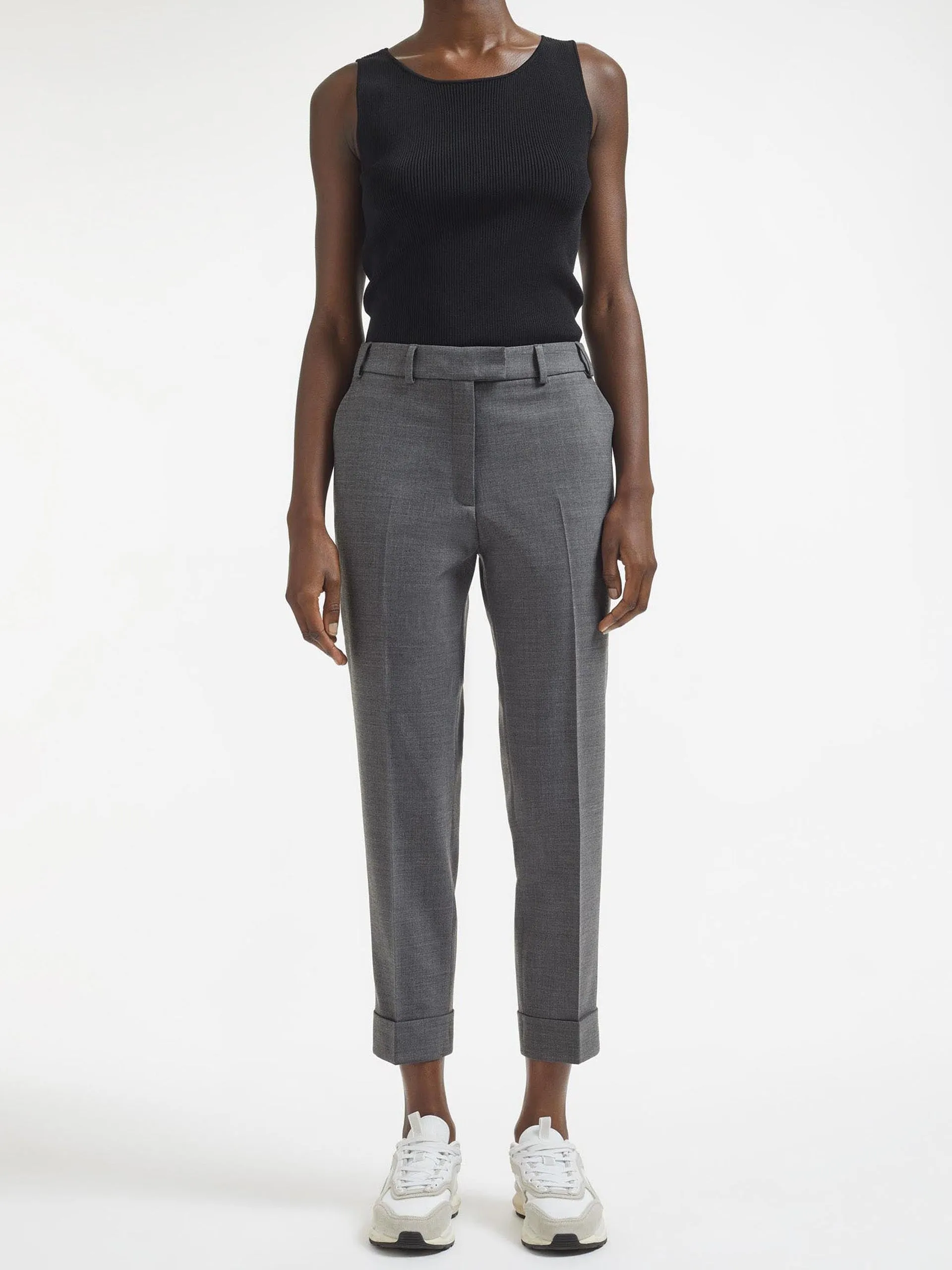 Mid Grey Clement new wool easy waist turn up trousers