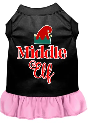 Middle Elf Screen Print Dog Dress Black With Light Pink Xs