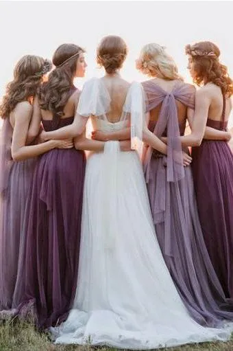 Mismatched Chiffon Convertible Long Bridesmaid Dresses