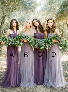 Mismatched Chiffon Convertible Long Bridesmaid Dresses