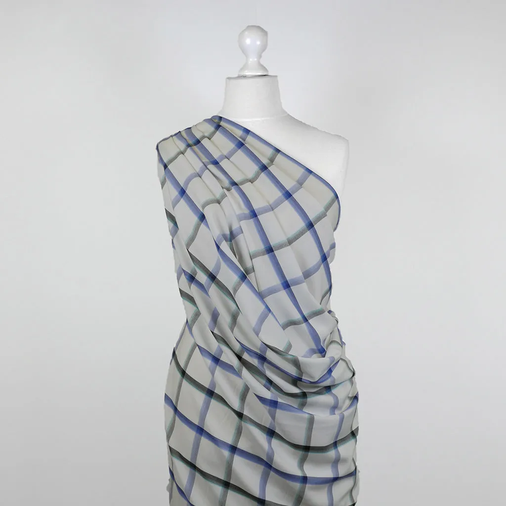 Nairn - Blue Yarn Dyed Asymmetrical Plaid Woven Fabric