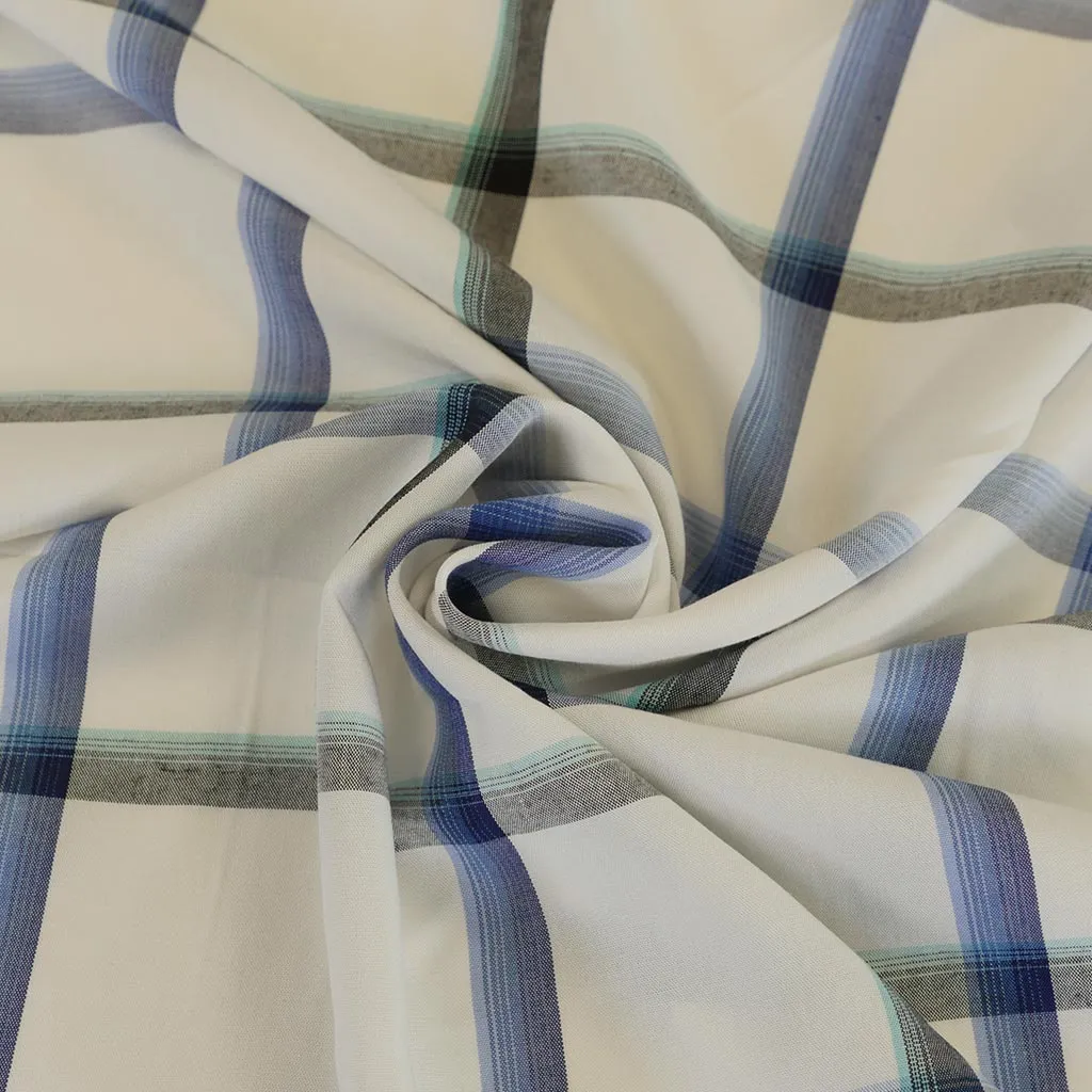 Nairn - Blue Yarn Dyed Asymmetrical Plaid Woven Fabric