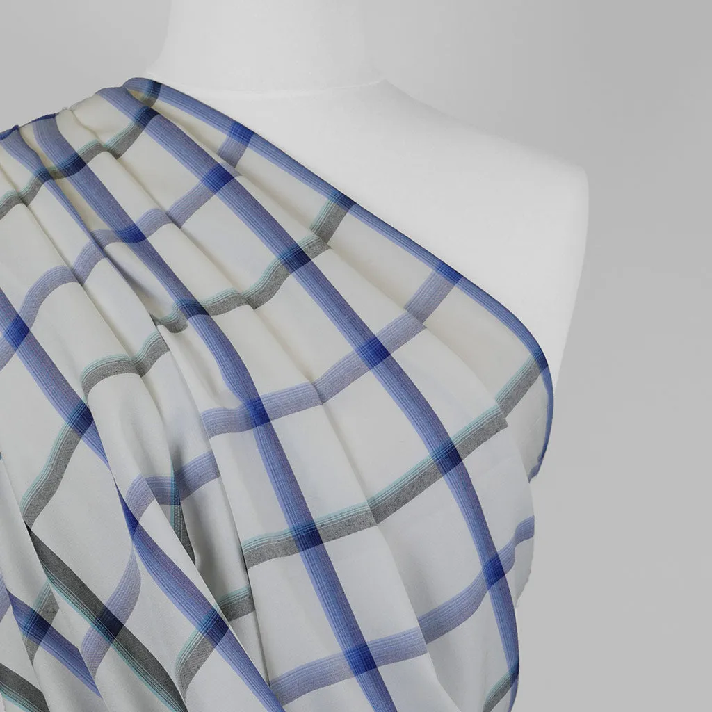 Nairn - Blue Yarn Dyed Asymmetrical Plaid Woven Fabric